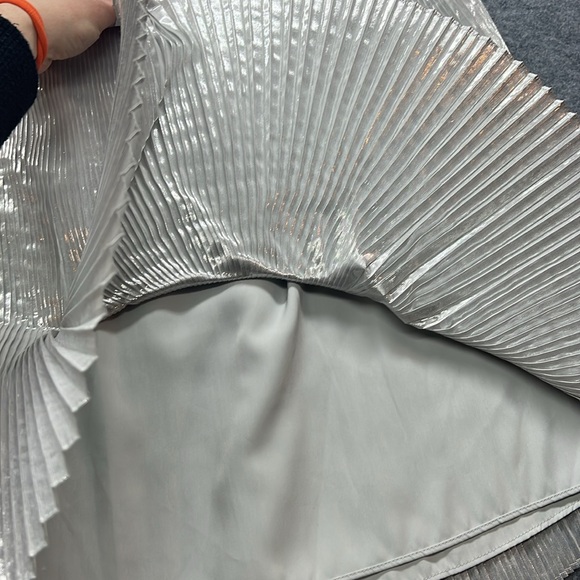 Talbots Metallic Silver Micro Pleat A-line Skirt - Picture 4 of 6